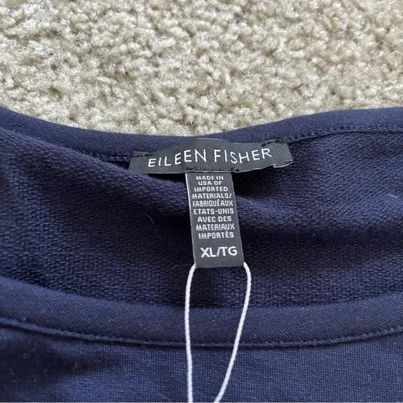 Eileen Fisher tencel terry midnight bateau nk top blue women’s X-Large NWT - Picture 3 of 8